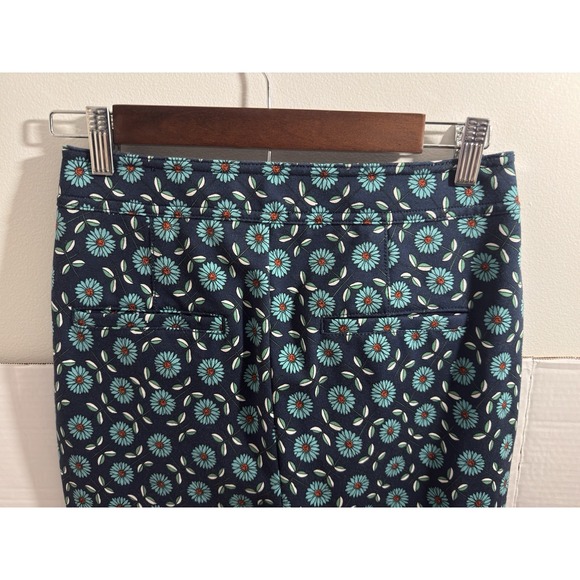 Anthropologie Maeve Slim Ponte Pants Sz 4 Stretch Flower Mod Print Thick Knit - Picture 4 of 10